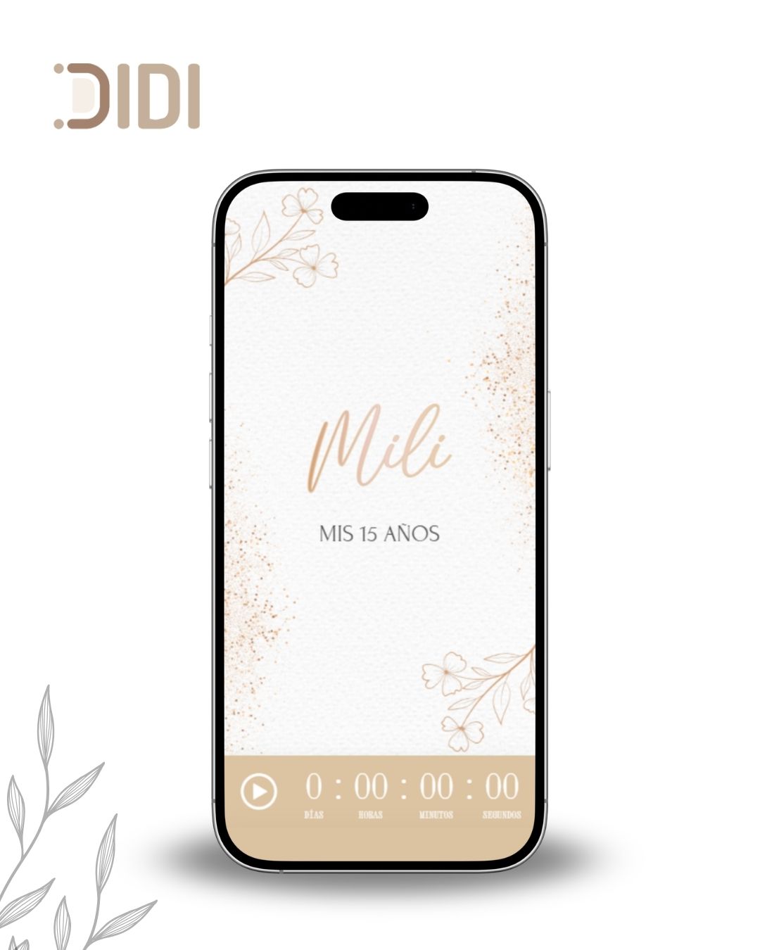 Invitación XV Nude y Dorado